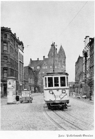 Polish transit tram in Beuthen, Germany in 1936